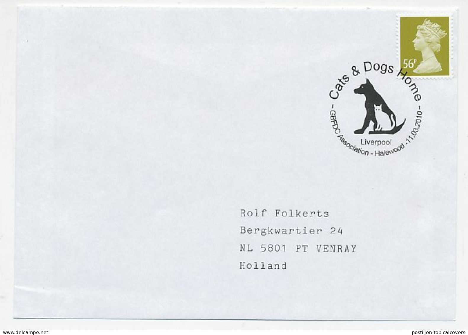 Cover / Postmark GB / UK 2010 Dog - Autres & Non Classés