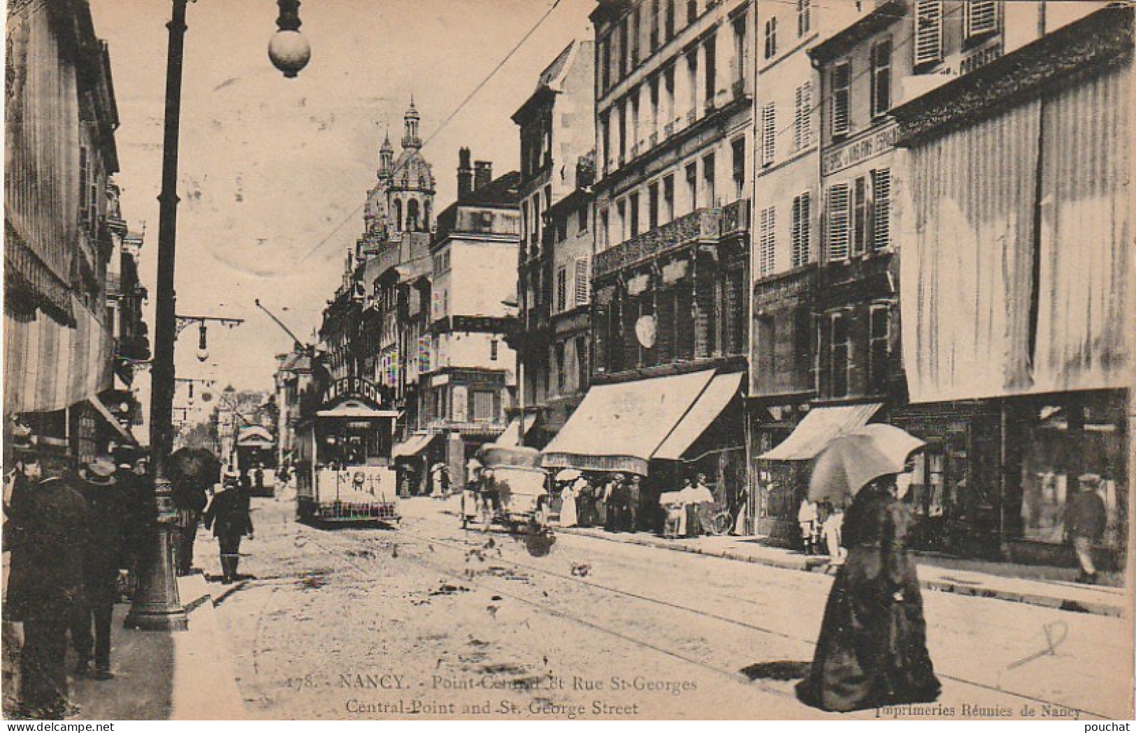 SO 19-(54)  NANCY - POINT CENTRAL ET RUE SAINT GEORGES - TRAMWAYS - COMMERCES - 2 SCANS - Nancy