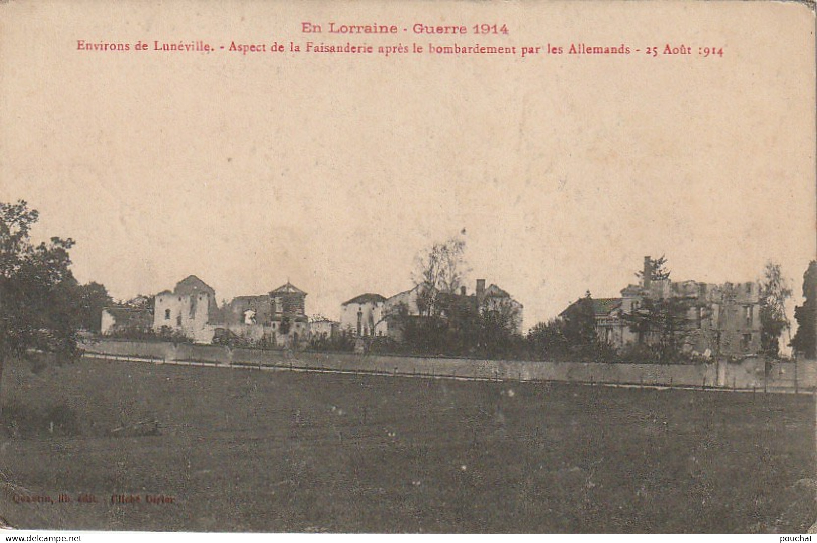 SO 19-(54) ENVIRONS DE LUNEVILLE - ASPECT DE LA FAISANDERIE APRES LE BOMBARDEMENT PAR LES ALLEMANDS  AOUT 1914 - 2 SCANS - Autres & Non Classés