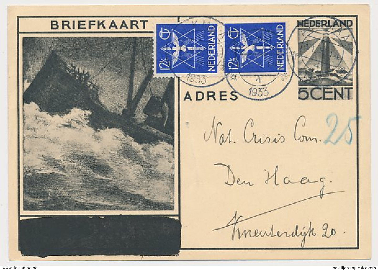 Briefkaart G. 234 Alkmaar - S Gravenhage 1933 - Ganzsachen