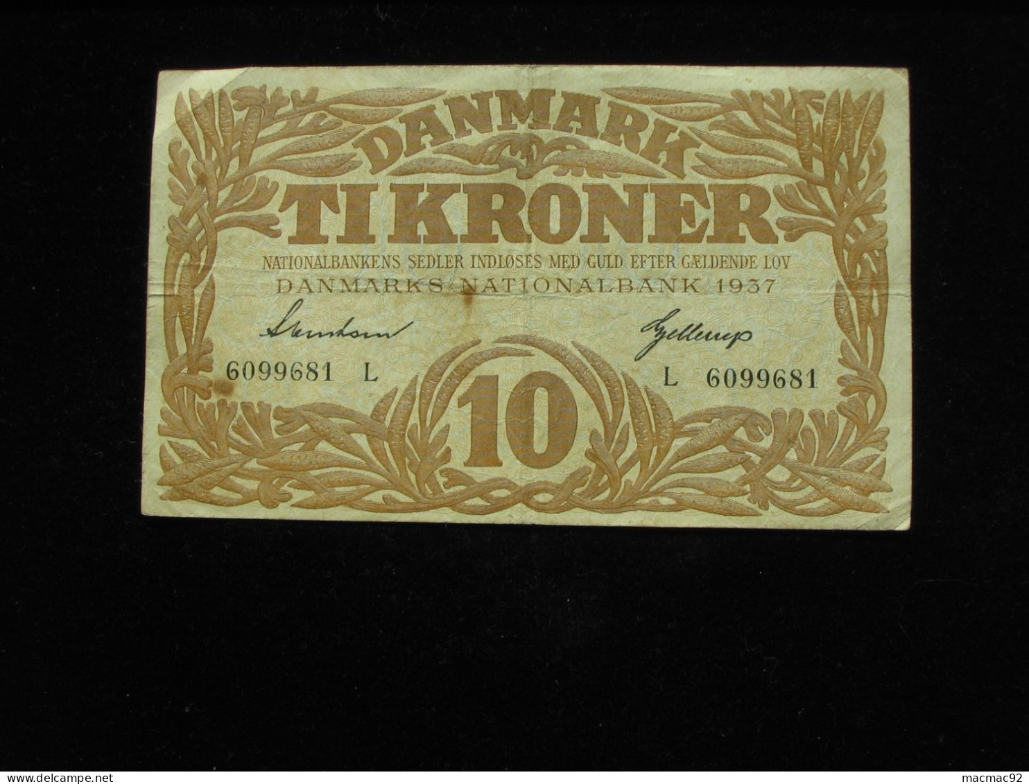 DANEMARK - 10 Ti Kroner 1937    **** EN ACHAT IMMEDIAT **** - Danemark