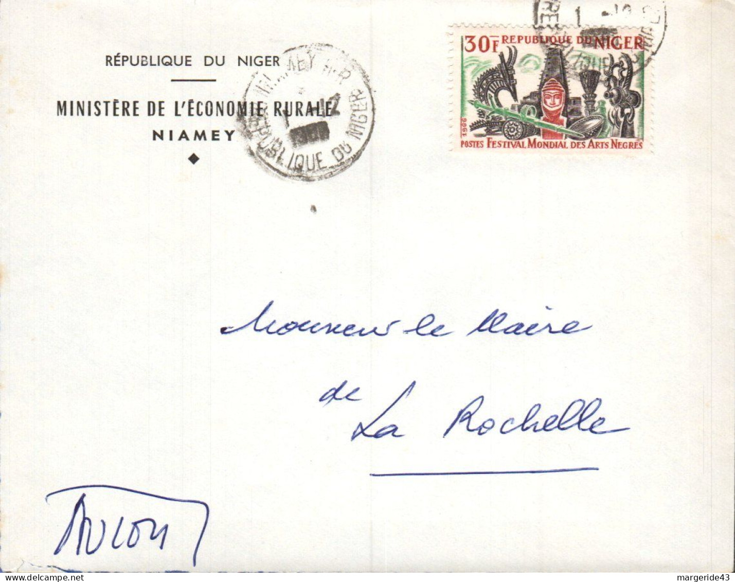 NIGER SUR LETTRE POUR LA FRANCE 1981 - Níger (1960-...)