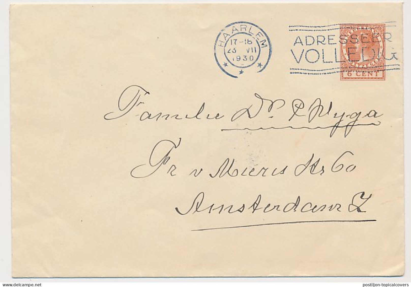 Envelop G. 23 A Haarlem - Amsterdam 1930 - Ganzsachen
