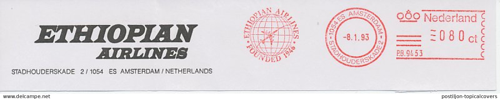 Meter Top Cut Netherlands 1993 Ethiopian Airlines - Airplanes