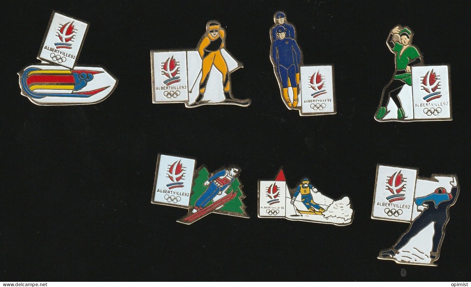 77705-lot De 7 Pin's.Jeux Olympiques Albertville.ski.sport D Hiver. - Olympic Games