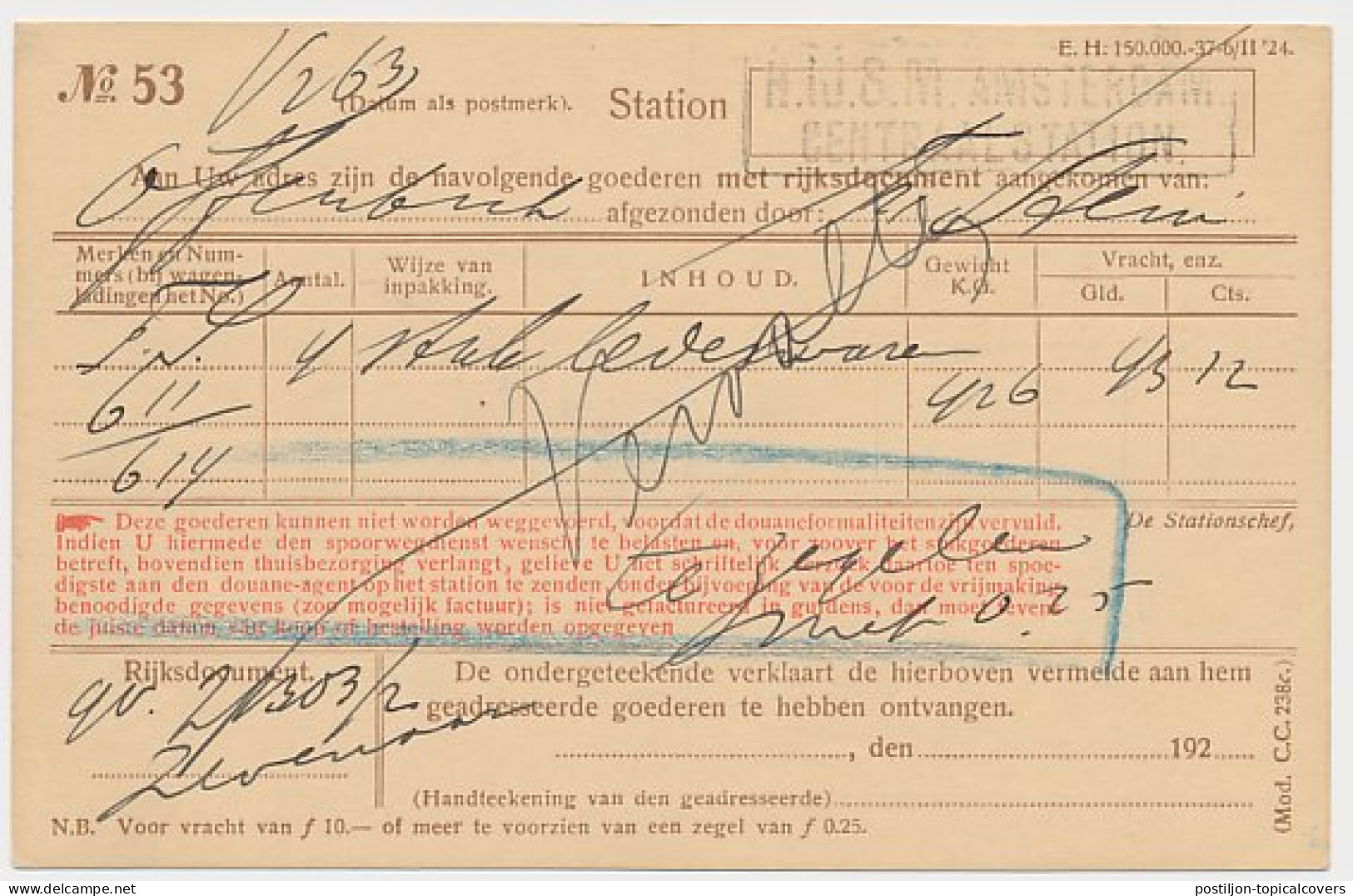 Spoorwegbriefkaart G. NS198 G - Locaal Te Amsterdam  - Ganzsachen