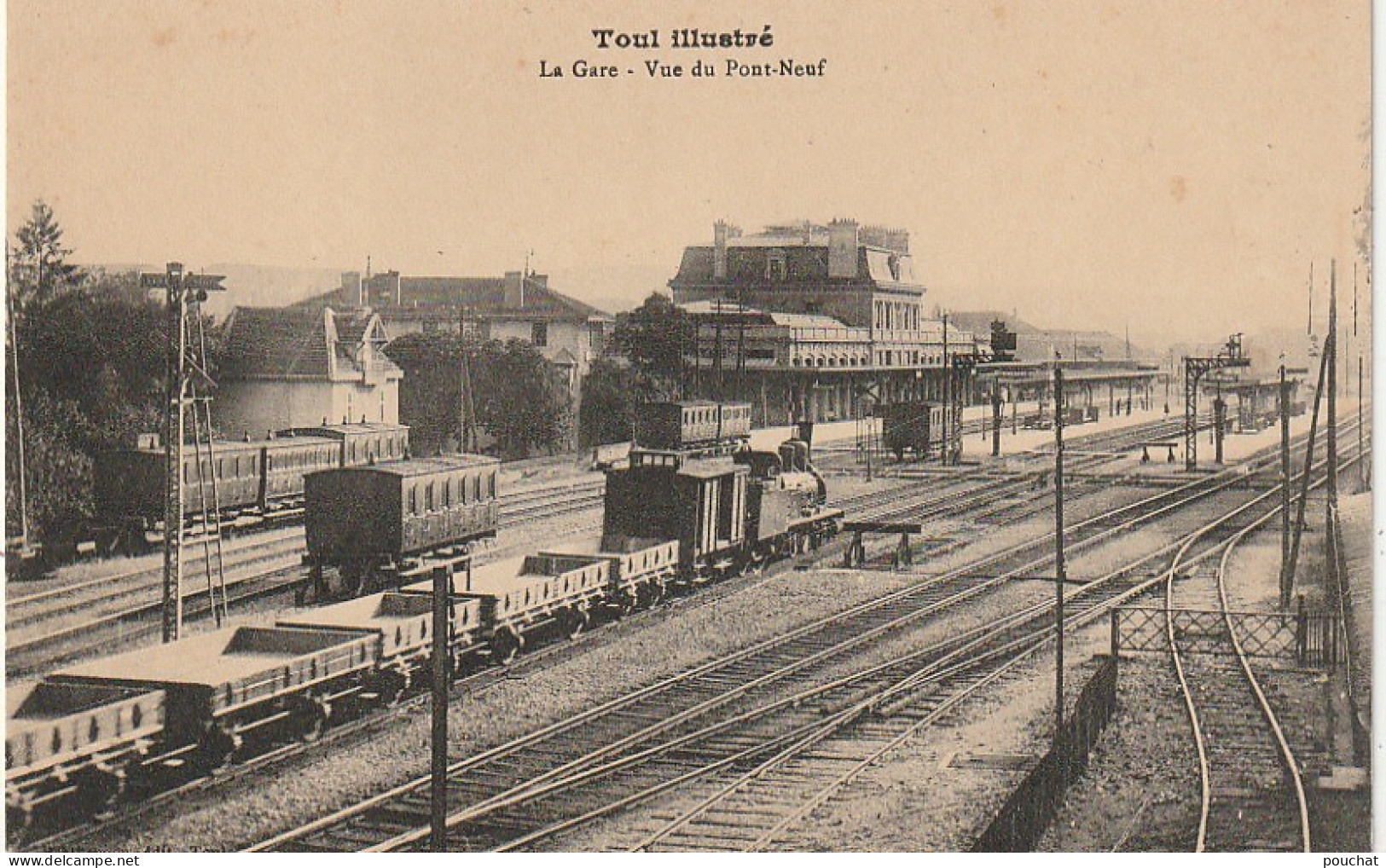 SO 19-(54) TOUL - LA GARE - VUE DU PONT NEUF - VOIES FERREES  - 2 SCANS - Toul