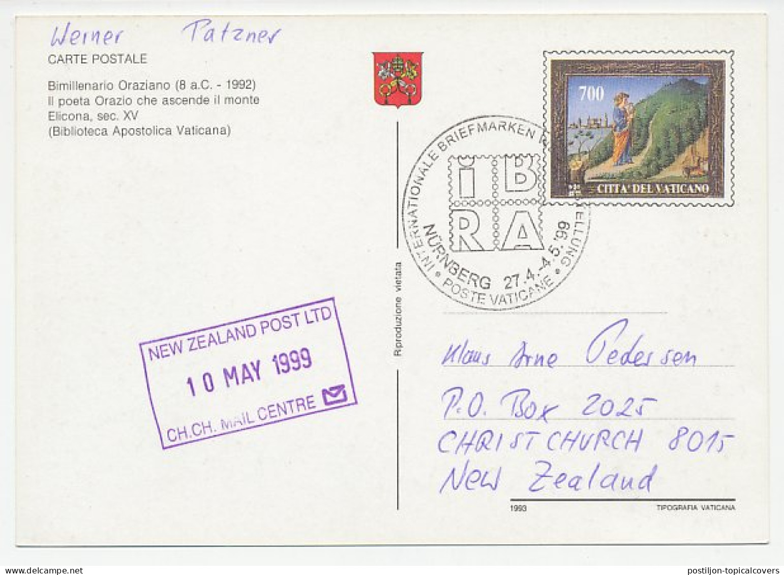 Postal Stationery Vatican 1999 Calligraphy - Writing - Non Classificati