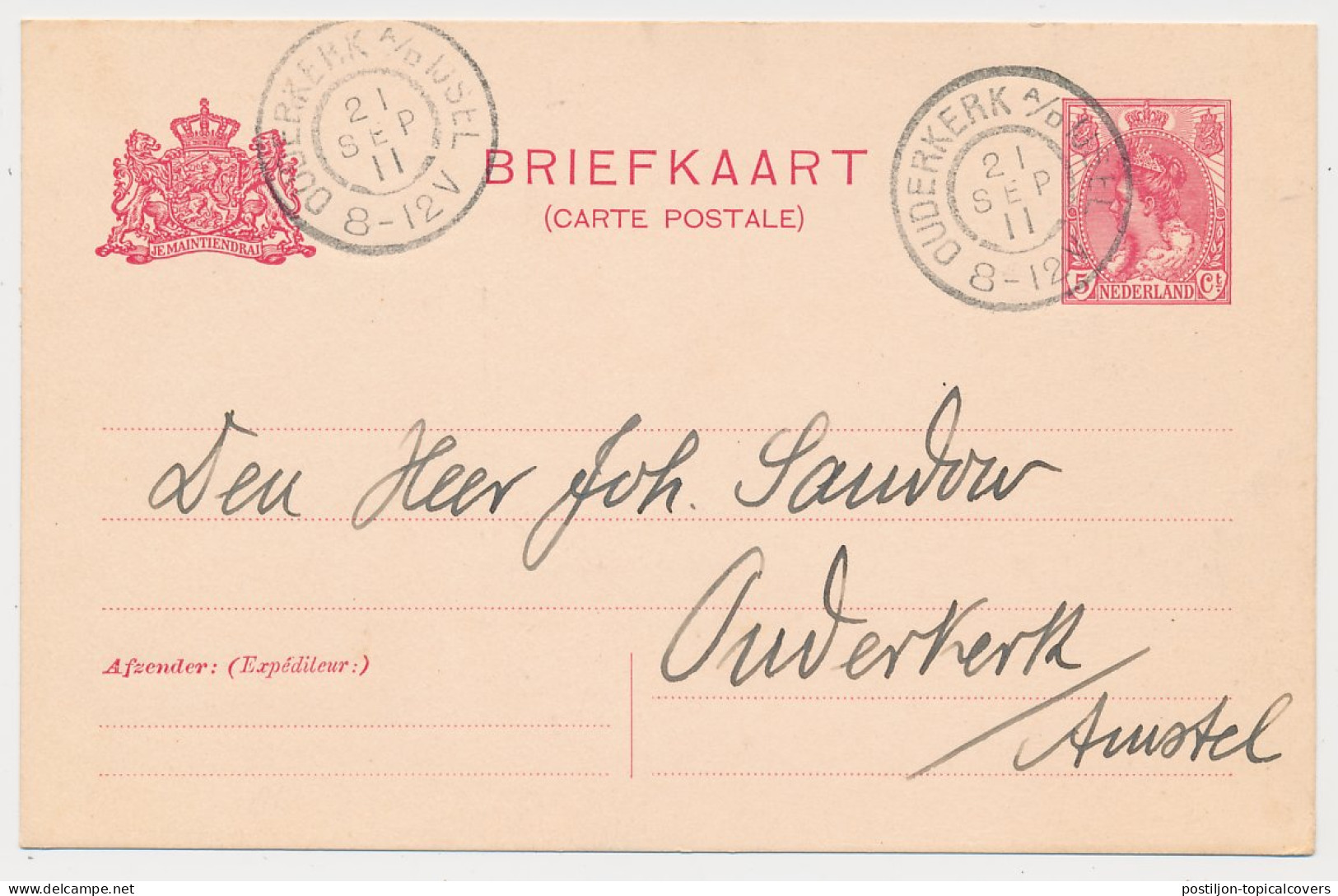 Grootrondstempel Ouderkerk A/D IJsel 1911 - Unclassified