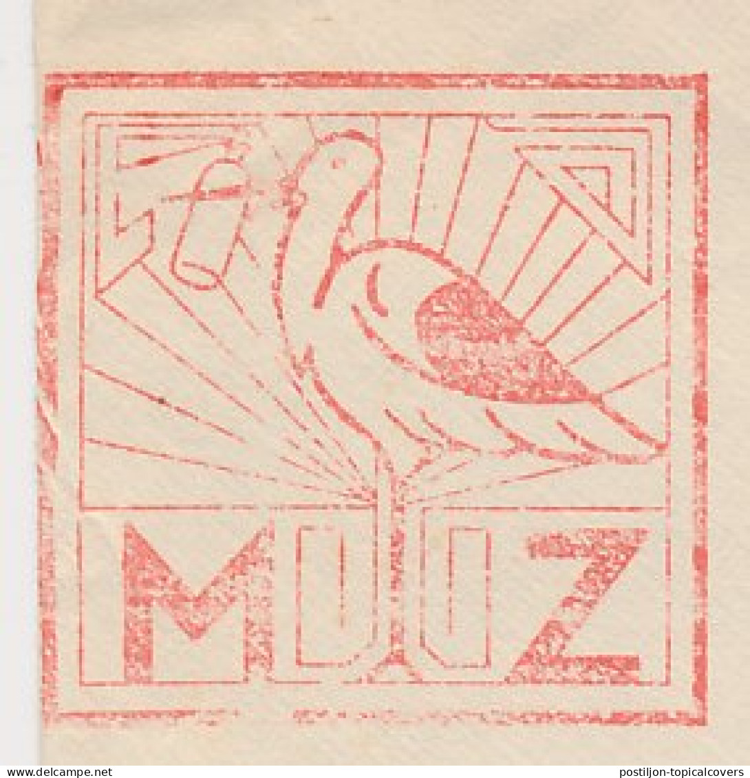Meter Cover Netherlands 1938 Bird - Stork - Autres & Non Classés