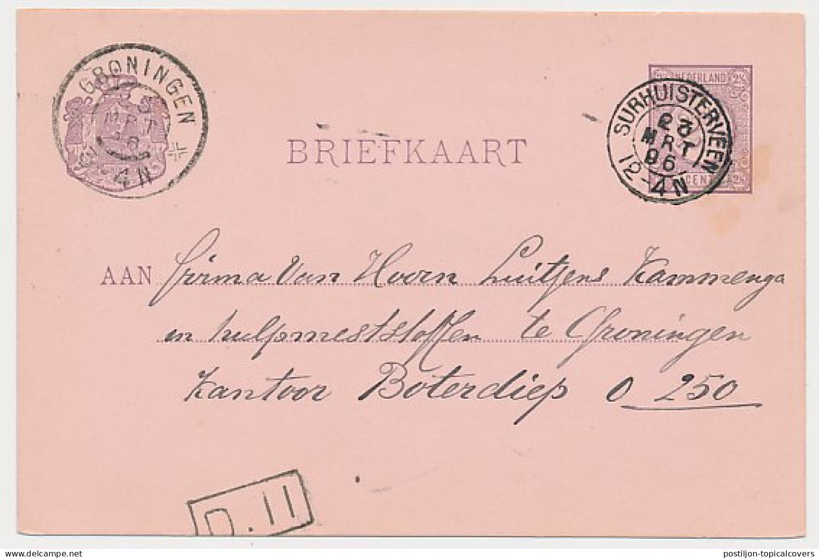 Kleinrondstempel Surhuisterveen 1896 - Unclassified