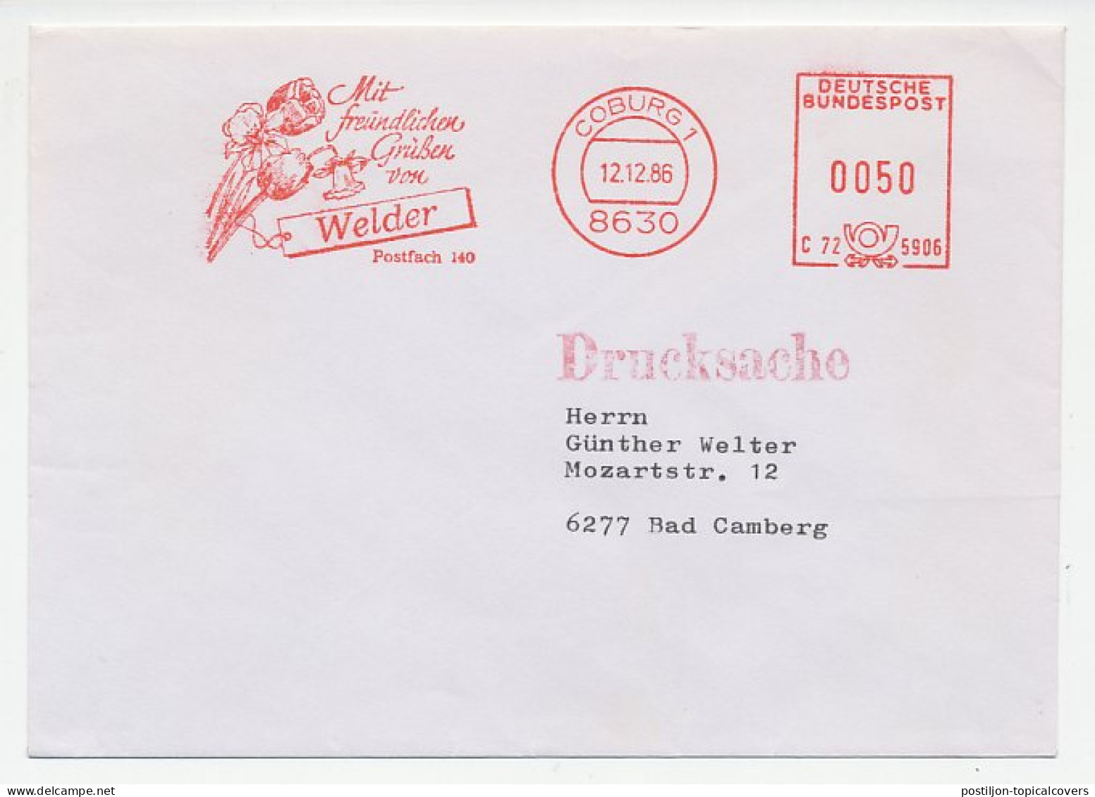 Meter Cover Germany 1986 Tulip - Daffodil - Other & Unclassified