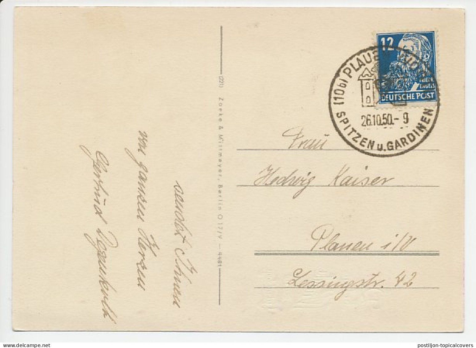 Card / Postmark Germany 1950 Curtains - Unclassified
