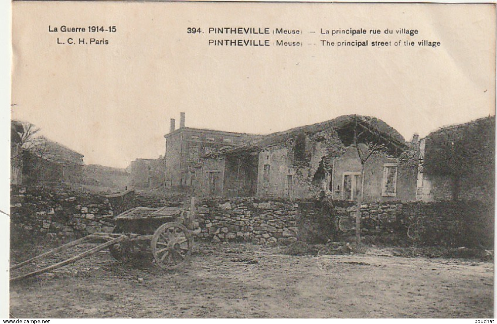 SO 20 -(55) GUERRE 1914/1915 - PINTHEVILLE - LA PRINCIPALE RUE DU VILLAGE - 2 SCANS - Sonstige & Ohne Zuordnung