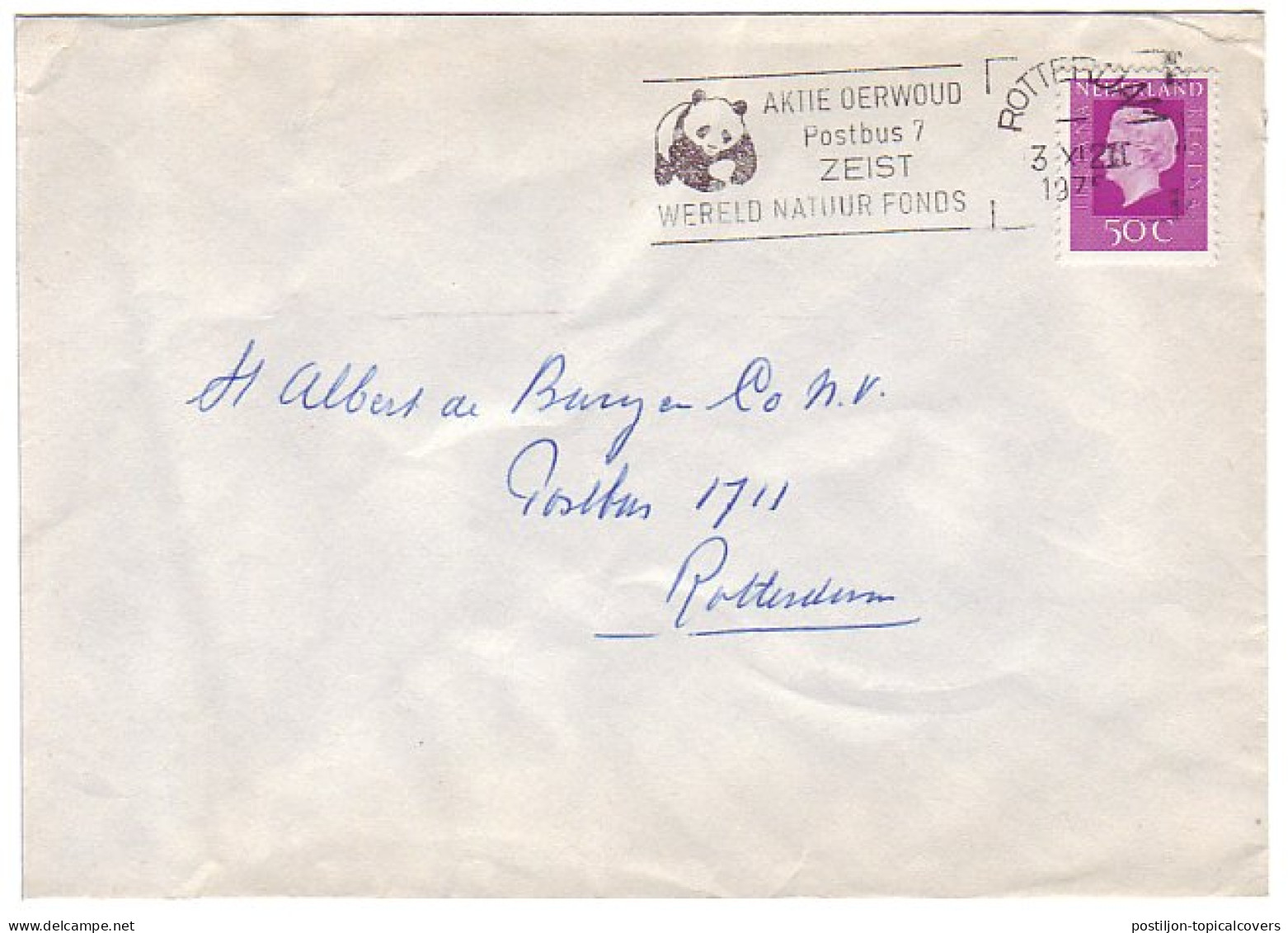 Cover / Postmark Netherlands 1975 Panda Bear - Action, Jungle - Other & Unclassified