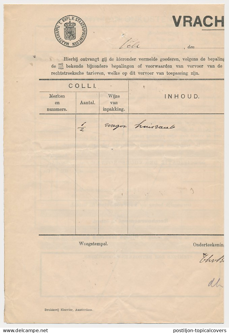 Vrachtbrief Staats Spoorwegen Velp - Den Haag 1912 - Unclassified