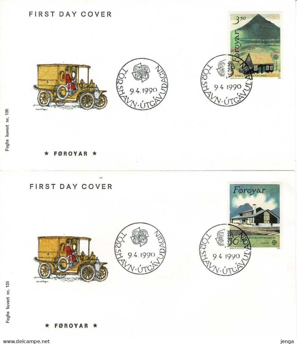 Faroe Islands  1990;   Europa - CEPT;  Set Of 2 On FDC (Foghs Cover). - Féroé (Iles)
