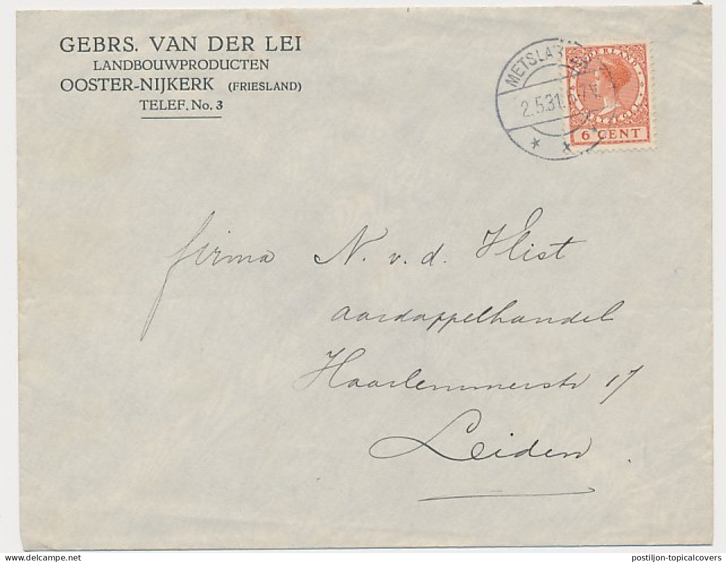 Firma Envelop Ooster Nijkerke 1931 - Landbouwproducten - Ohne Zuordnung