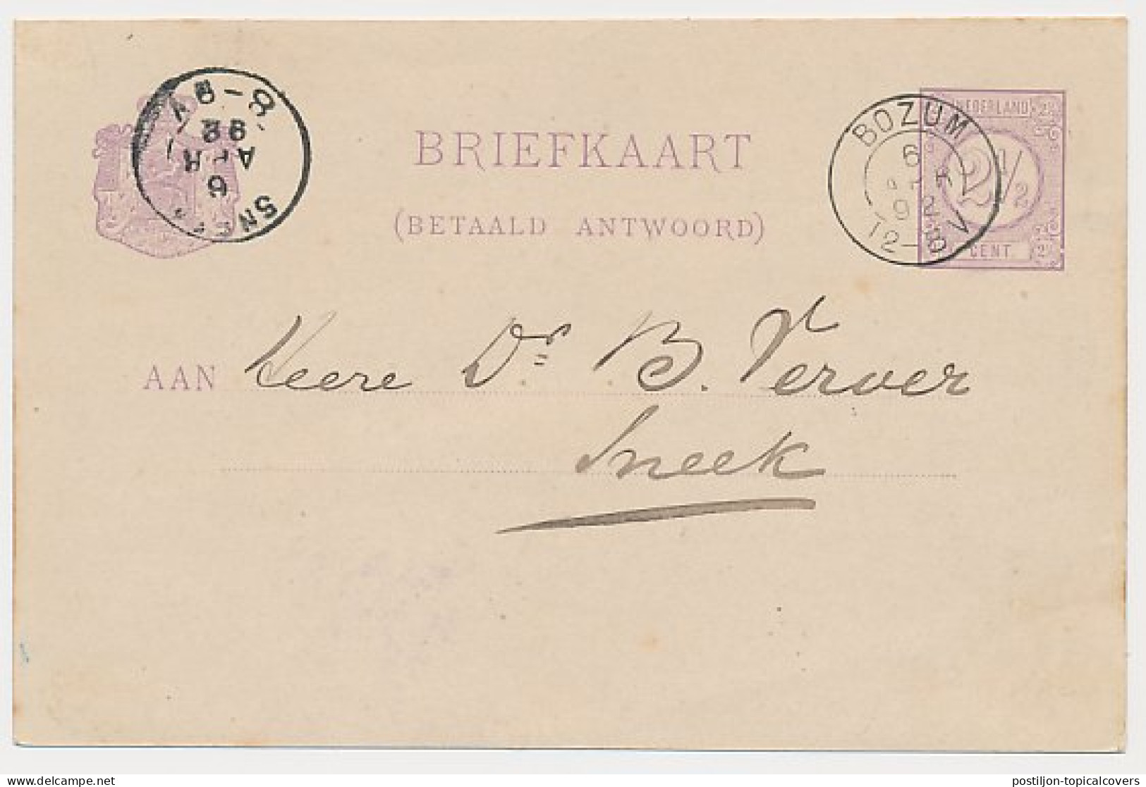 Kleinrondstempel Bozum 1892 - Ohne Zuordnung