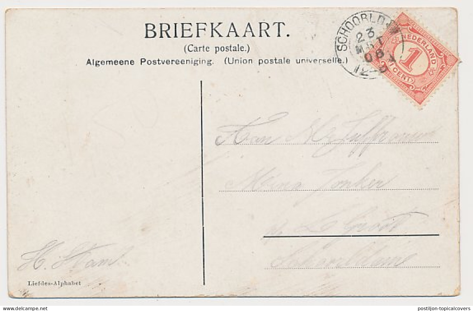 Kleinrondstempel Schoorldam 1908 - Ohne Zuordnung