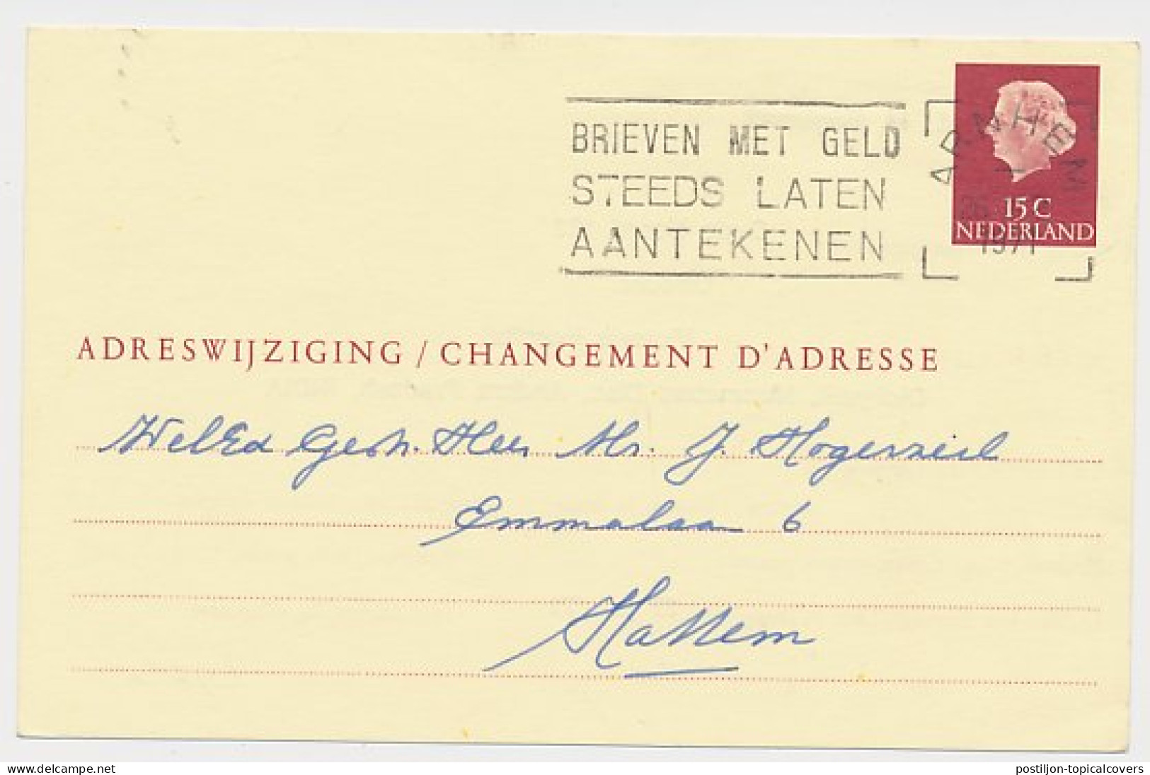 Verhuiskaart G. 36 Particulier Bedrukt Arnhem 1971 - Postal Stationery