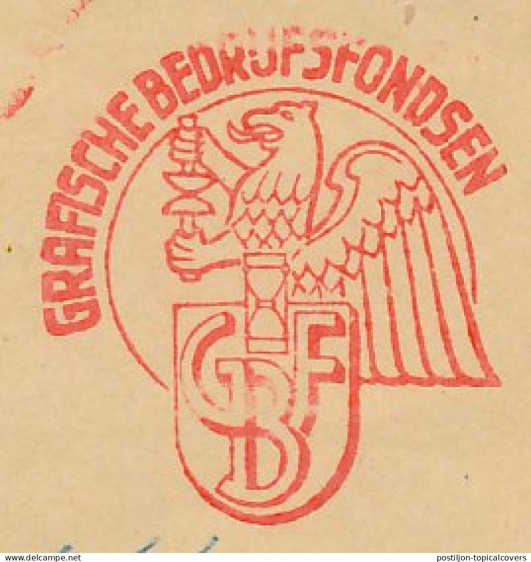 Meter Cover Netherlands 1950 - Hasler 646 Griffin - Lion - Eagle - Graphic Corporate Funds  - Other & Unclassified