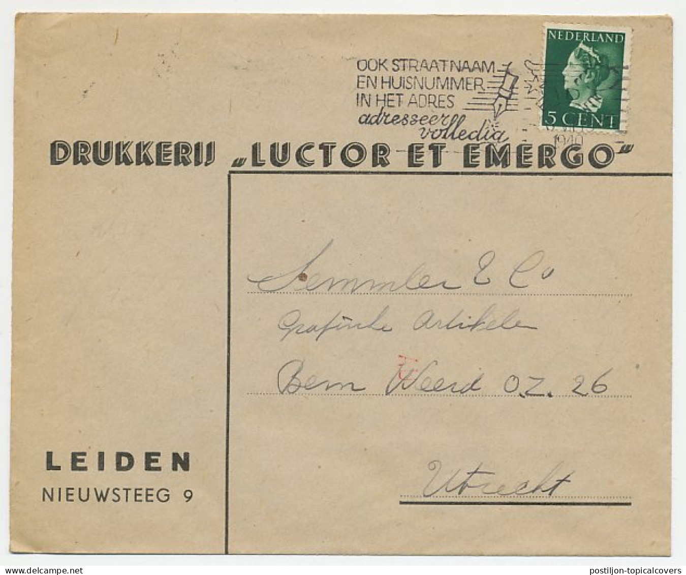 Firma Envelop Leiden 1940 - Drukkerij - Ohne Zuordnung
