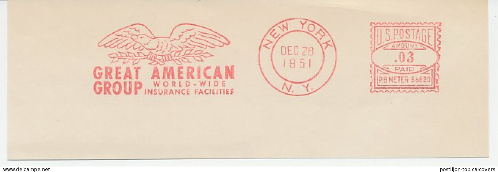 Meter Cut USA 1951 Bird Of Prey - Eagle - Autres & Non Classés