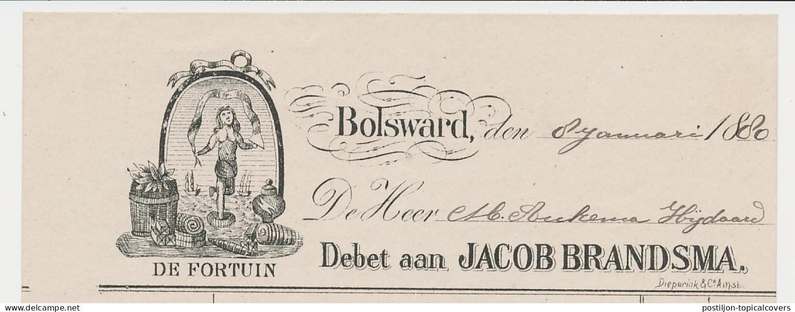 Nota Bolsward 1880 - De Fortuin - Pays-Bas