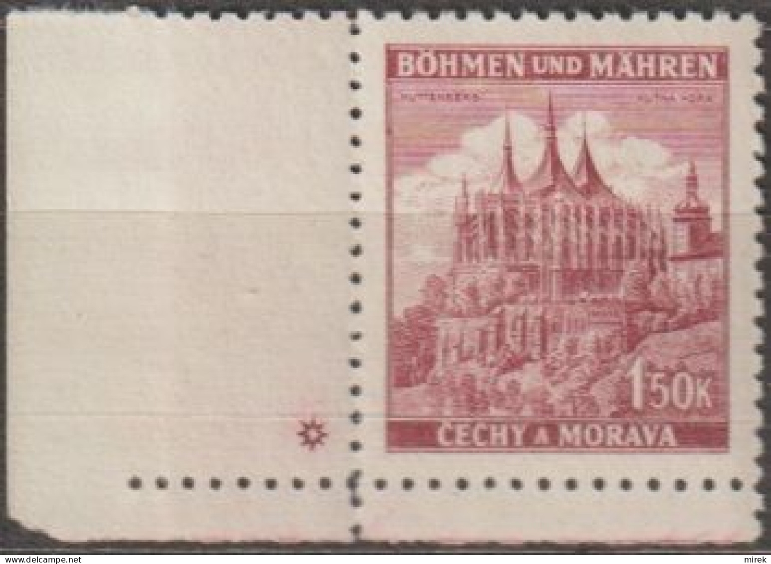 078/ Pof. 58, Brown Violet; Corner Stamp, Plate Mark * - Neufs