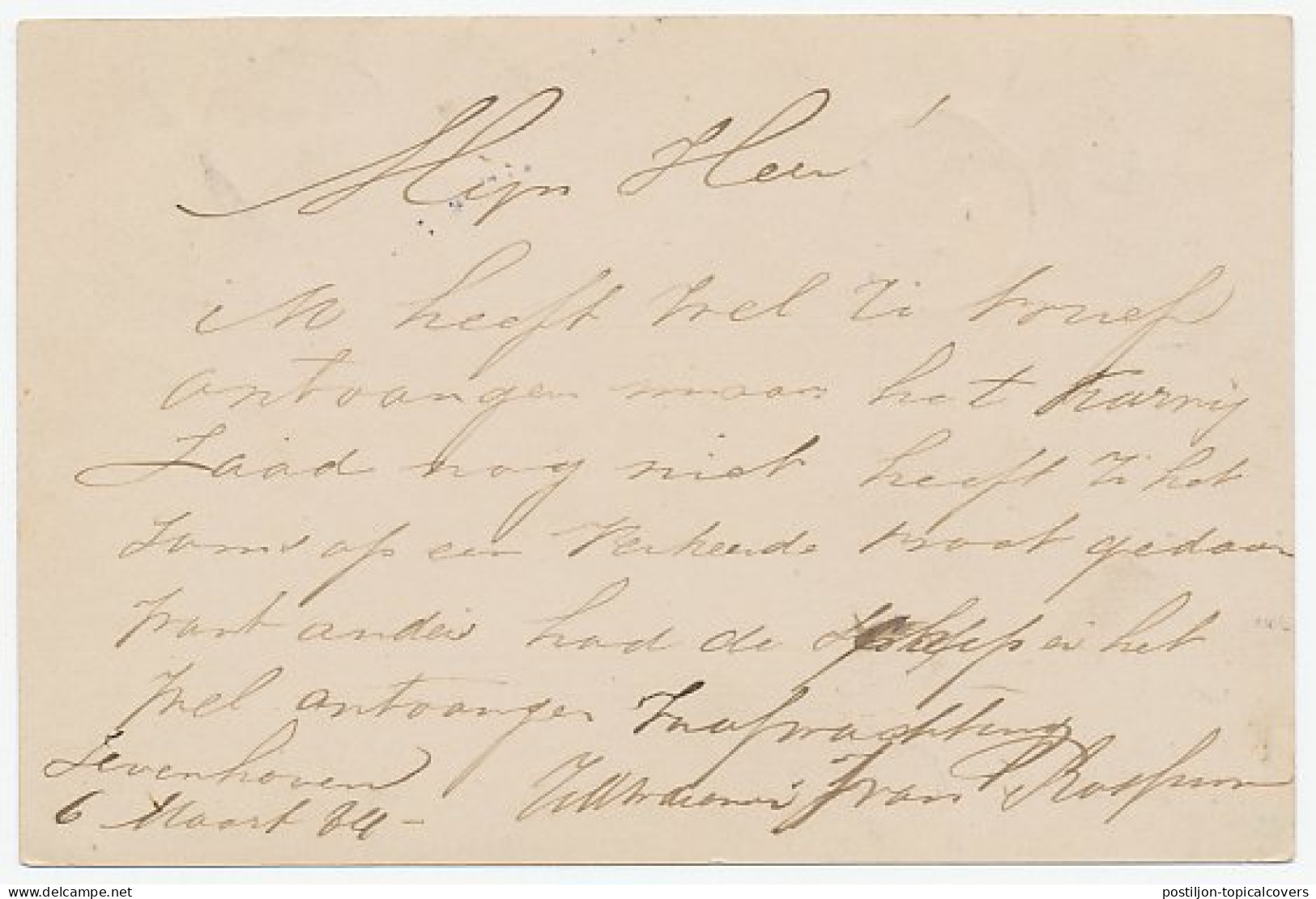 Naamstempel Nieuwveen 1884 - Briefe U. Dokumente