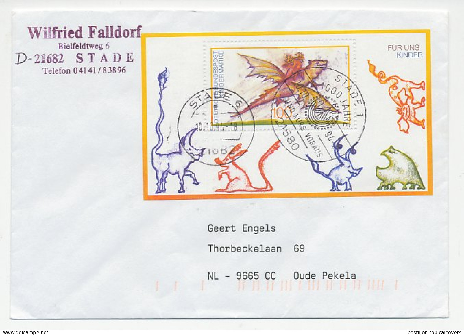 Cover / Postmark Germany 1994 Dragon  - Mythologie