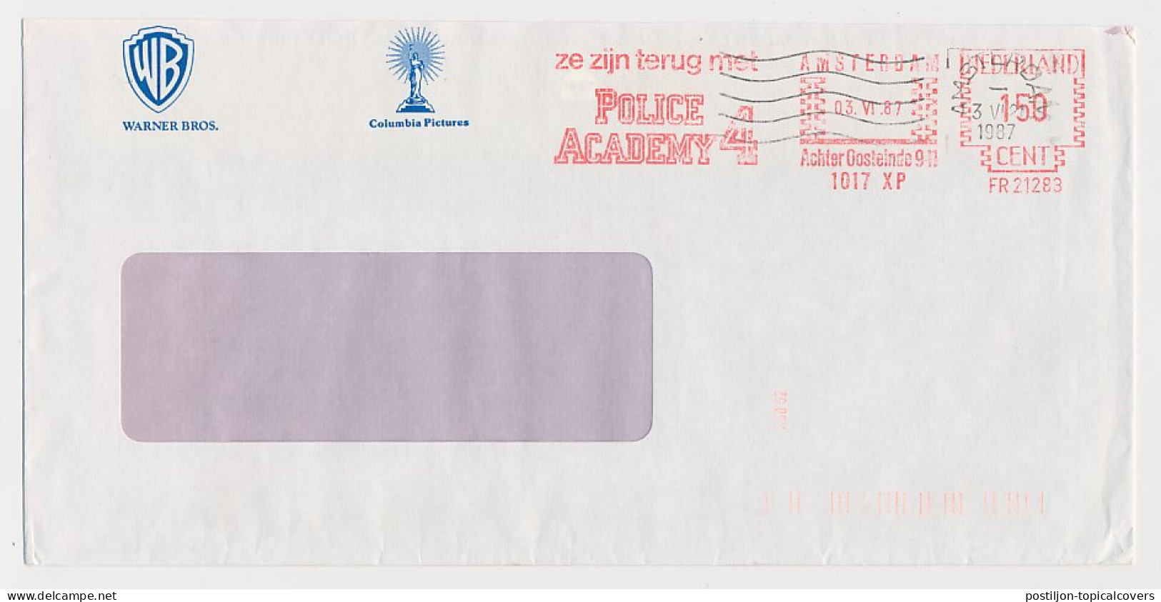 Meter Cover Netherlands 1987 Police Academy 4 - Movie - Cinema