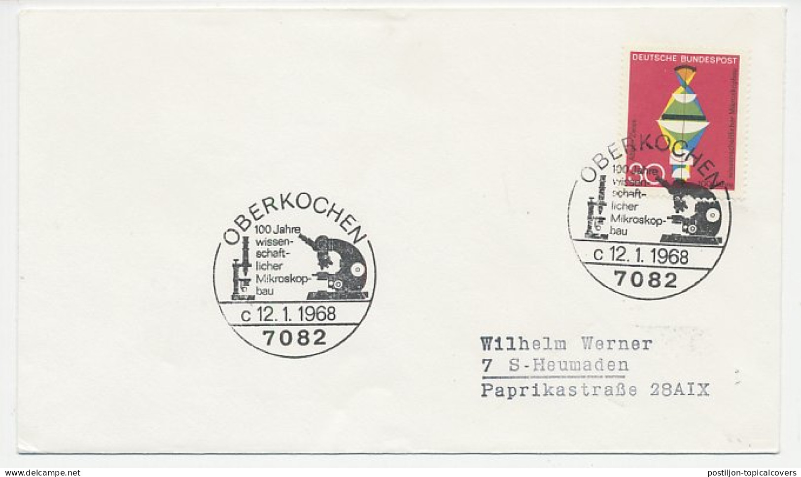 Cover / Postmark Germany 1968 Microscope - Other & Unclassified
