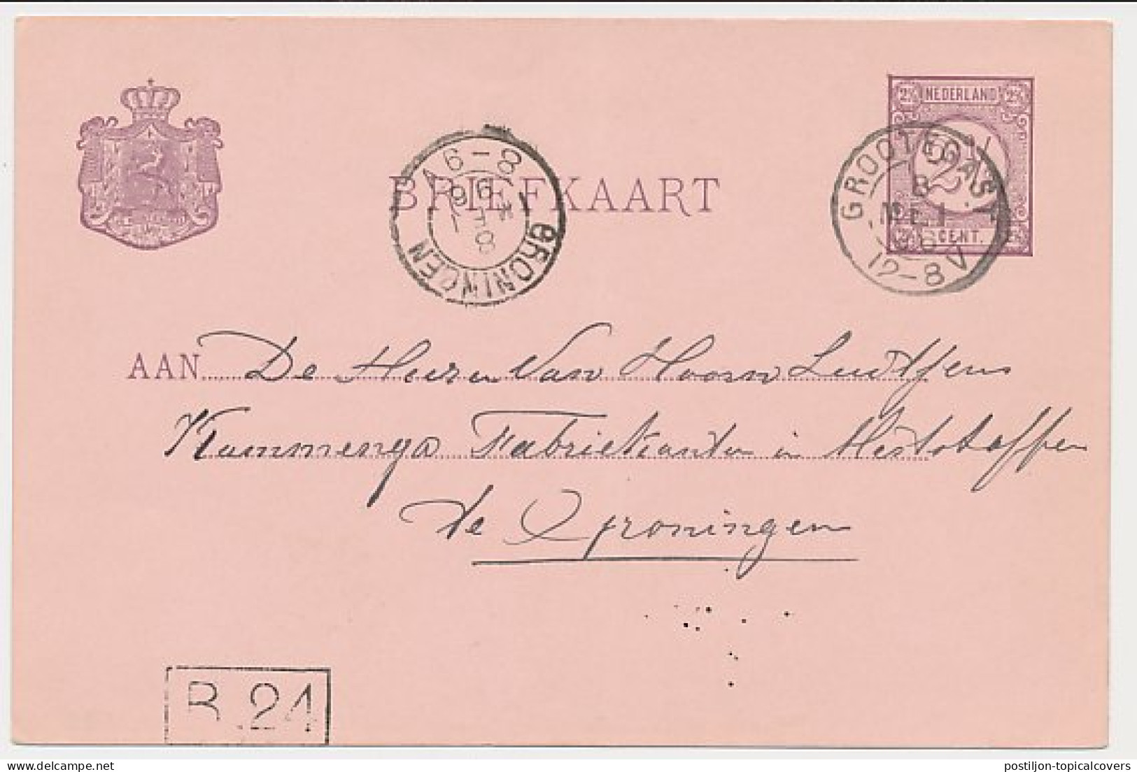 Doezum - Kleinrondstempel Grootegast 1896 - Unclassified