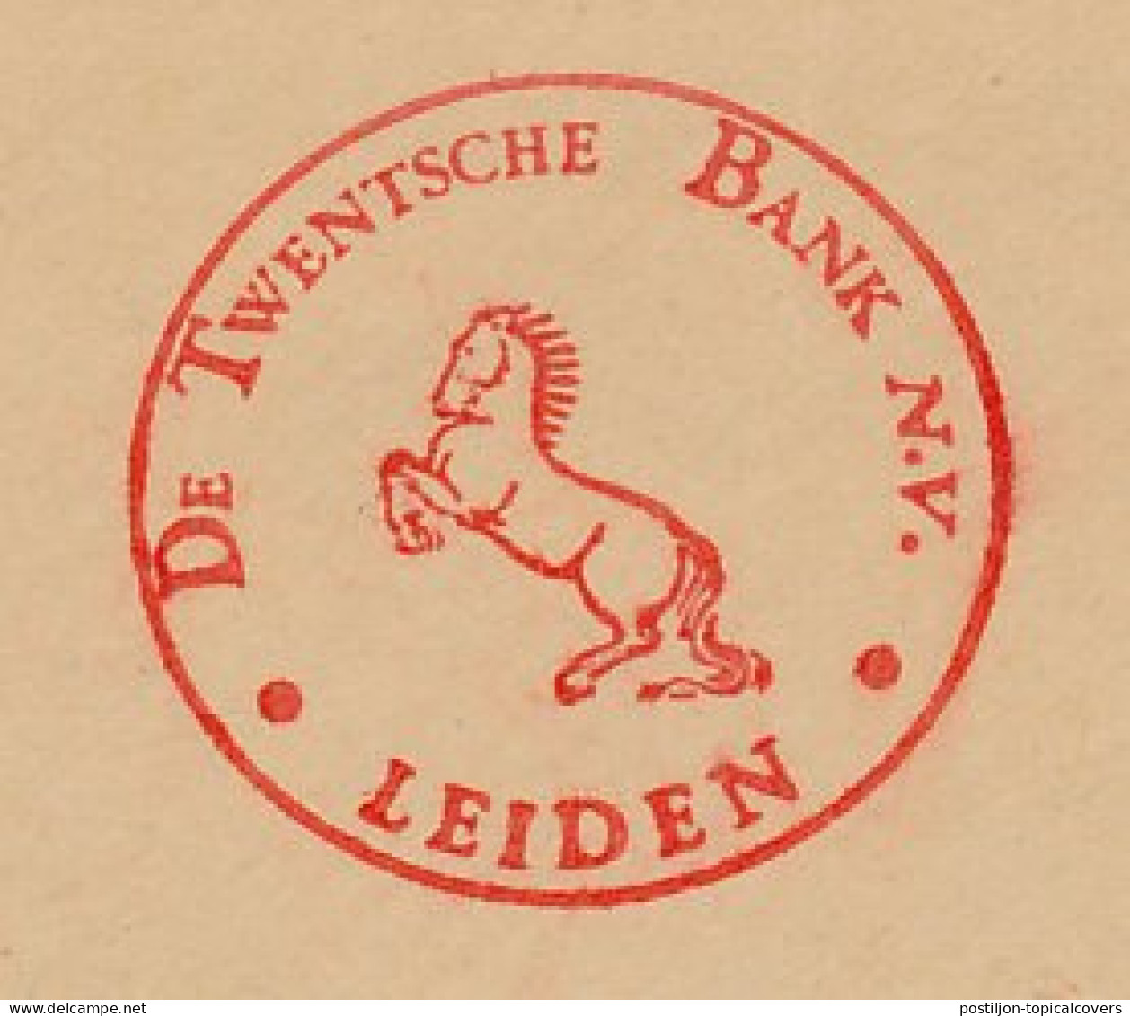 Meter Cover Netherlands 1954 Horse - Bank - Leiden - Paardensport