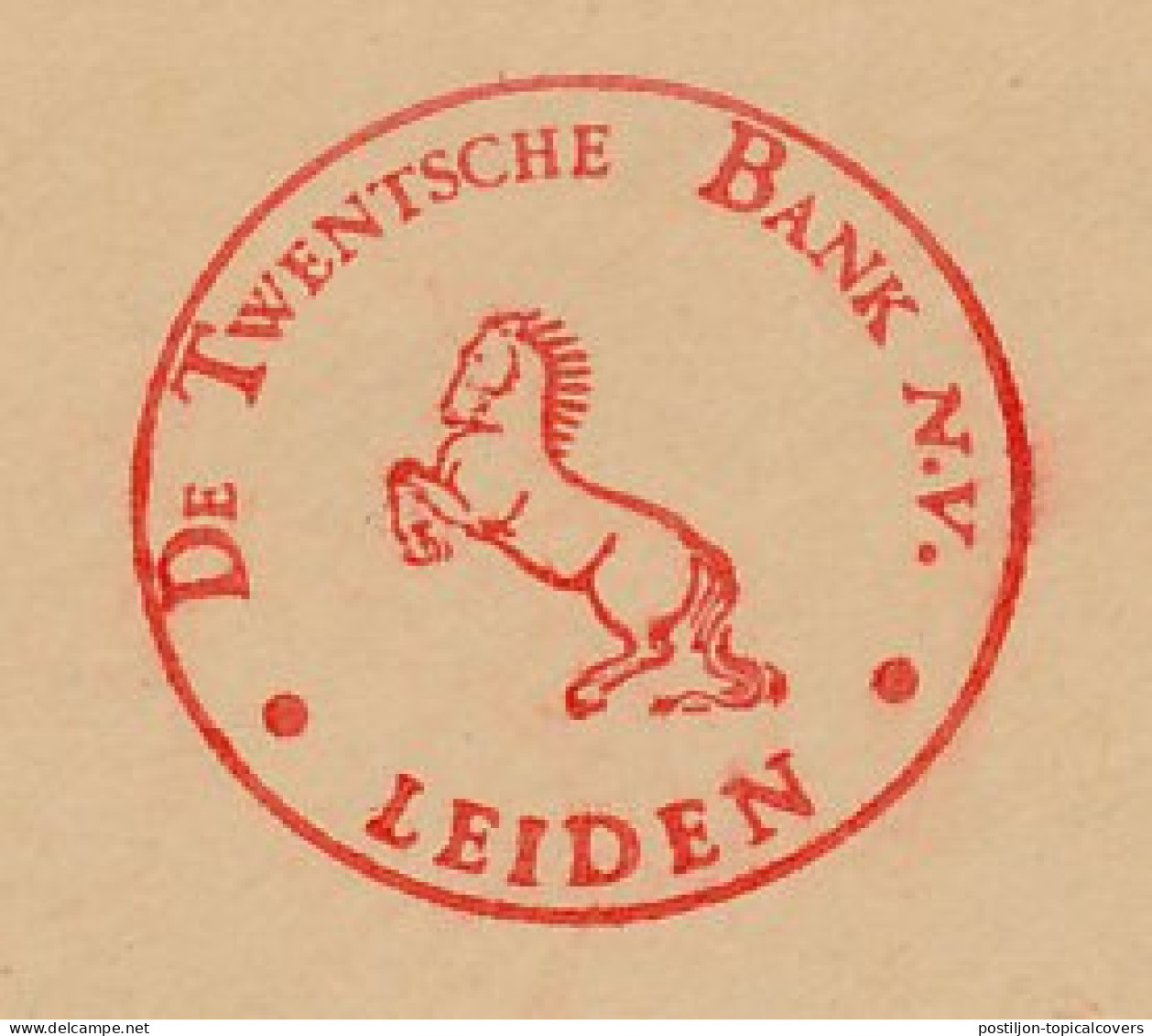 Meter Cover Netherlands 1954 Horse - Bank - Leiden - Hípica