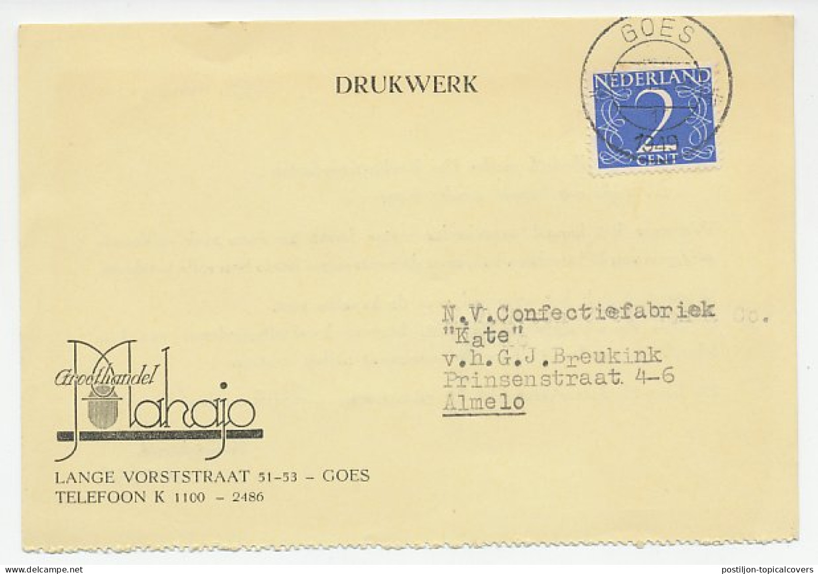 Firma Briefkaart Goes 1949 - Groothandel / Kanaal - Ohne Zuordnung