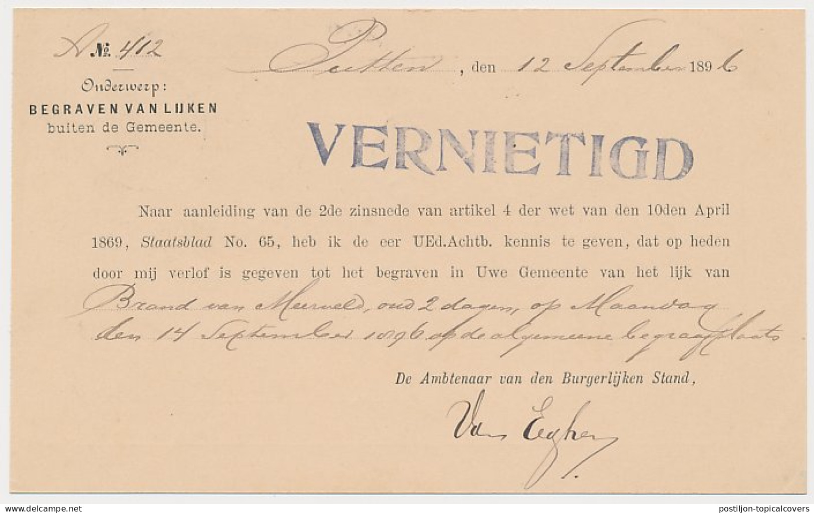 Kleinrondstempel Putten 1896 - Unclassified
