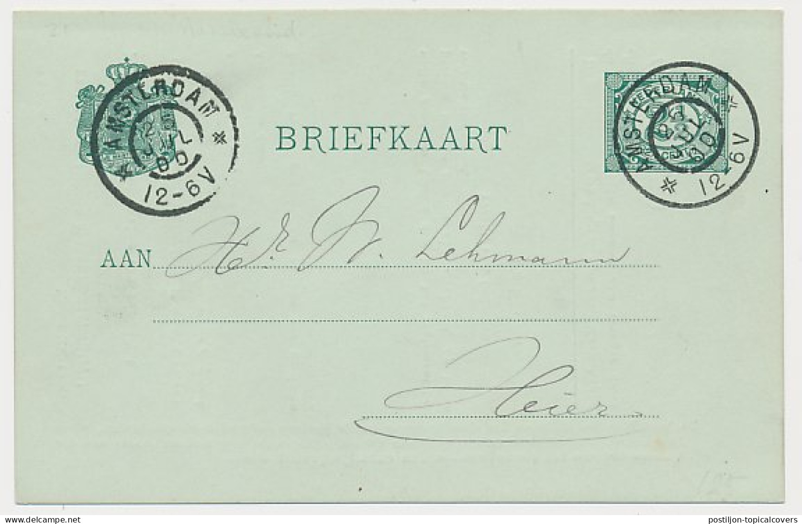 Spoorwegbriefkaart G. HYSM51 L - Locaal Te Amsterdam 1900 - Postwaardestukken