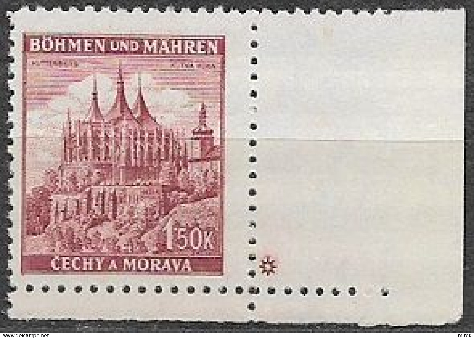 079/ Pof. 58, Brown Violet; Corner Stamp, Plate Mark * - Neufs