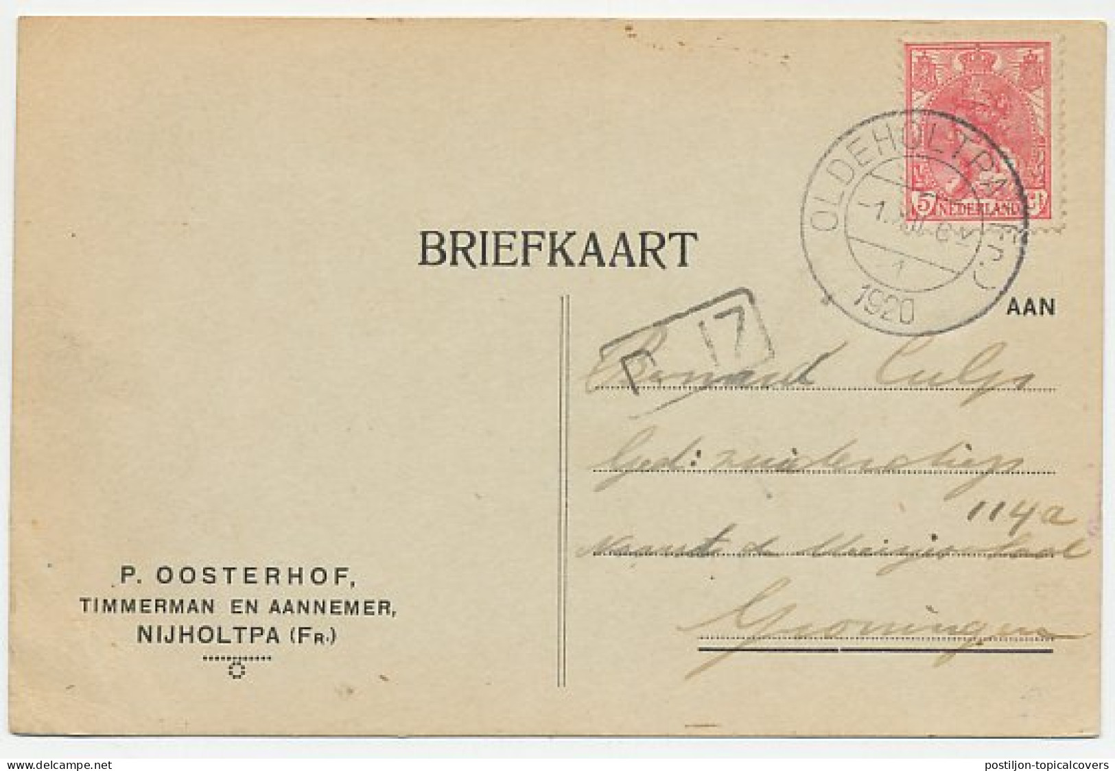 Firma Briefkaart Nijholtpa 1920 - Timmerman - Ohne Zuordnung