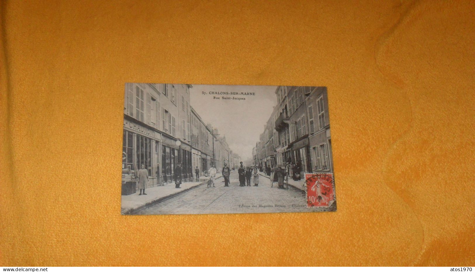 CARTE POSTALE ANCIENNE CIRCULEE DE 1912../ CHALONS SUR MARNE.- RUE SAINT JACQUES..CACHET + TIMBRE - Châlons-sur-Marne