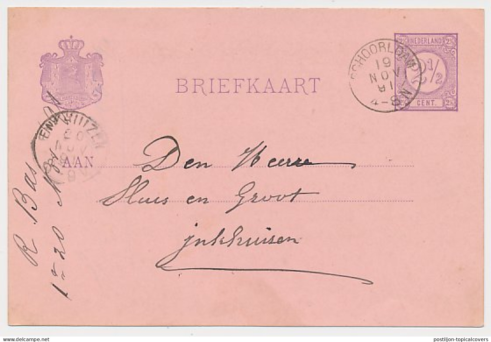 Kleinrondstempel Schoorldam 1891 - Ohne Zuordnung