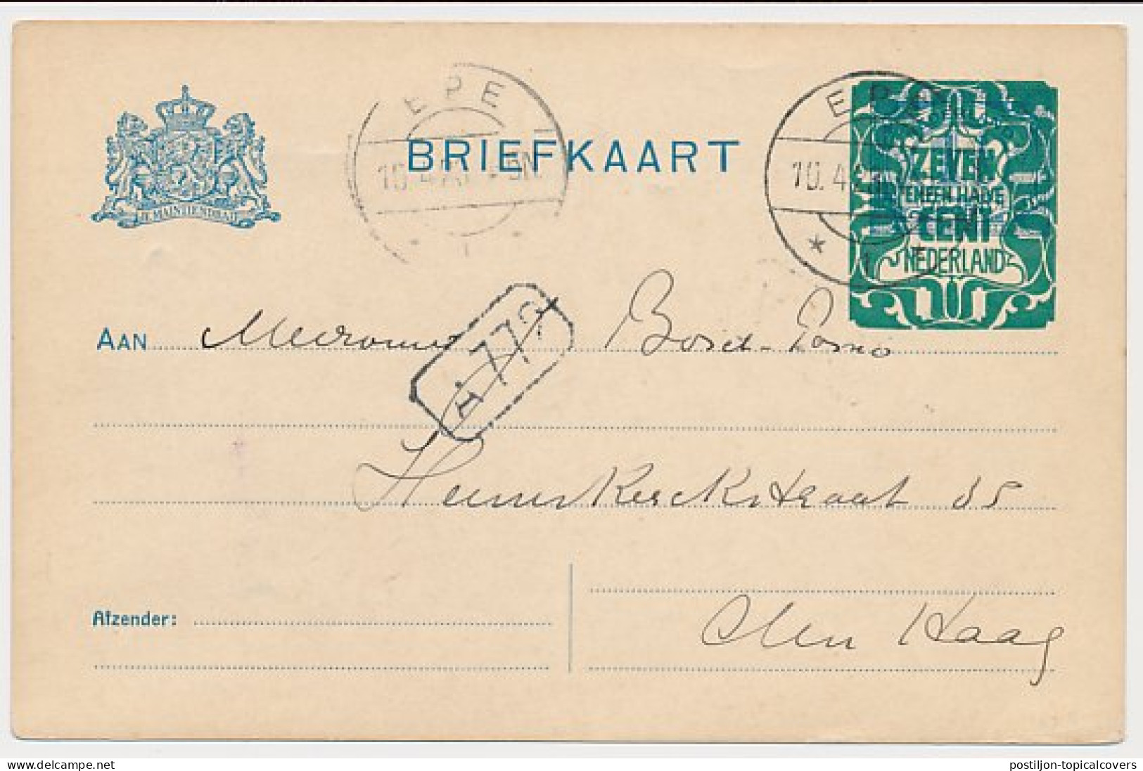 Briefkaart G. 163 II Epe - S Gravenhage 1923 - Ganzsachen