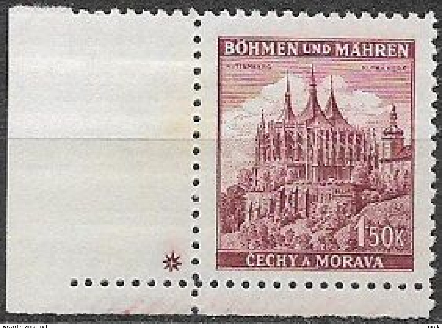 080/ Pof. 58, Brown Violet; Corner Stamp, Plate Mark + - Ungebraucht