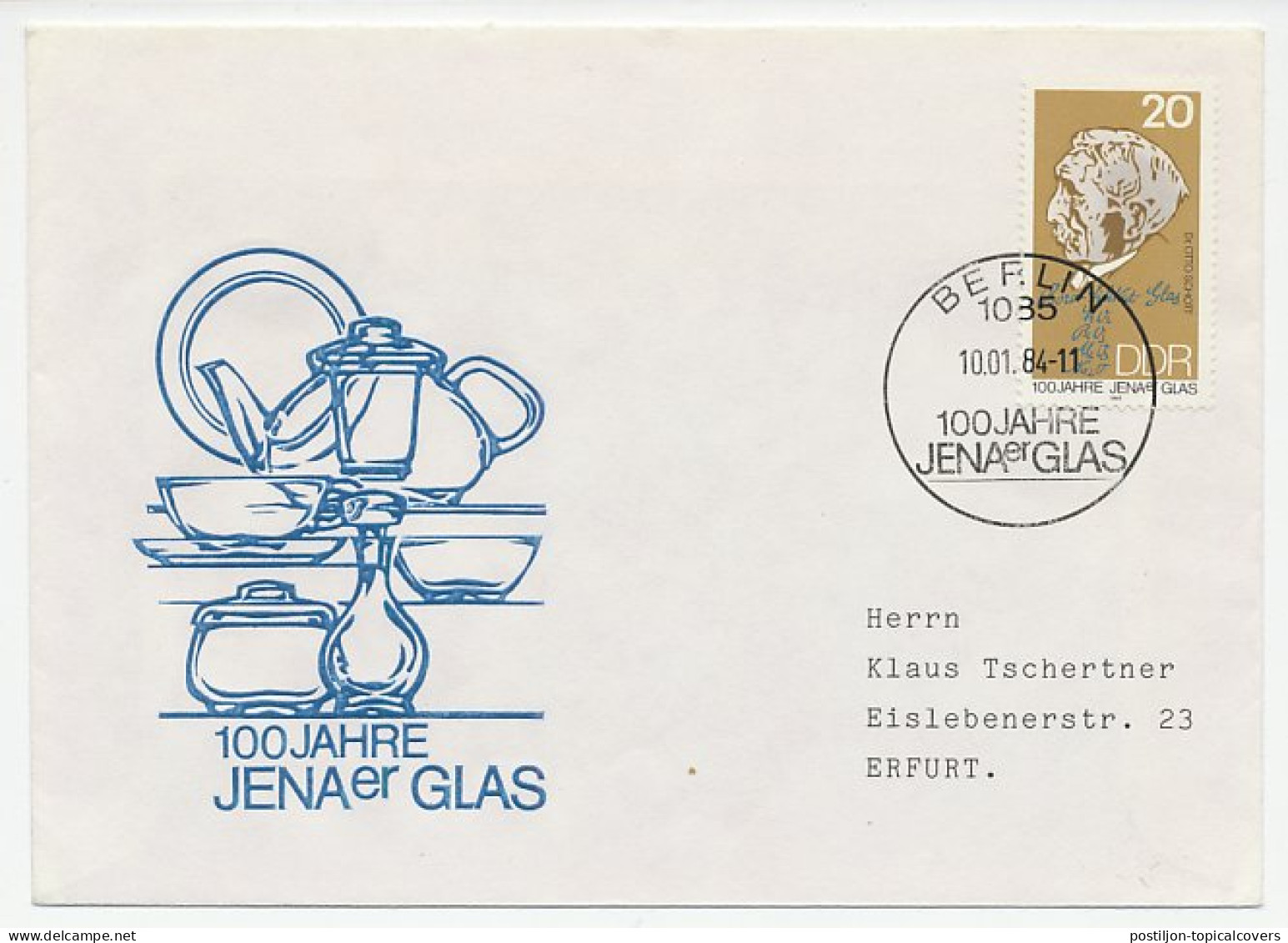 Cover / Postmark Germany / DDR 1984 Glass - Jena - Otros & Sin Clasificación