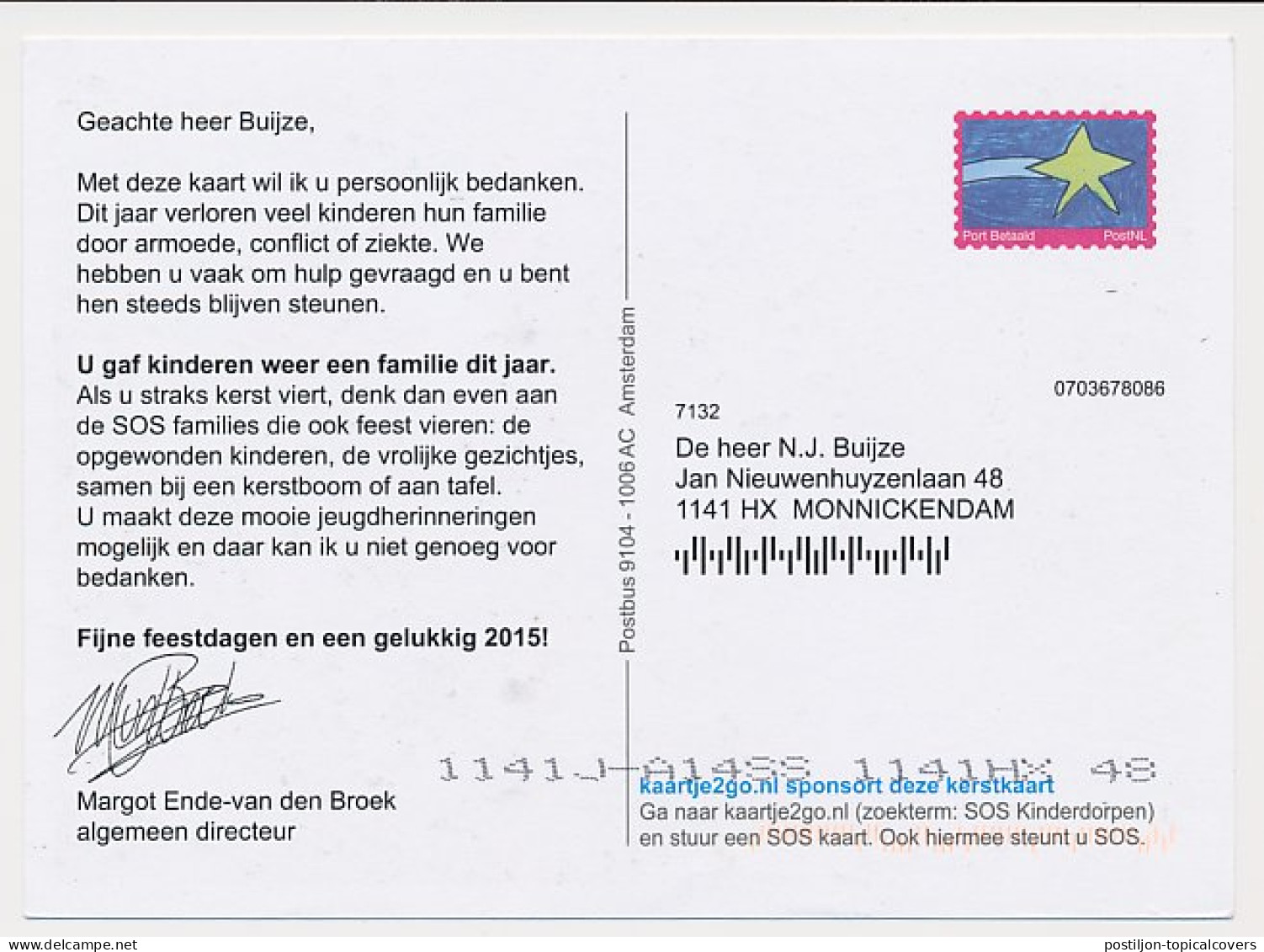 Port Betaald PostNL - SOS Kinderdorpen - Voorgedrukt Zegel - Other & Unclassified