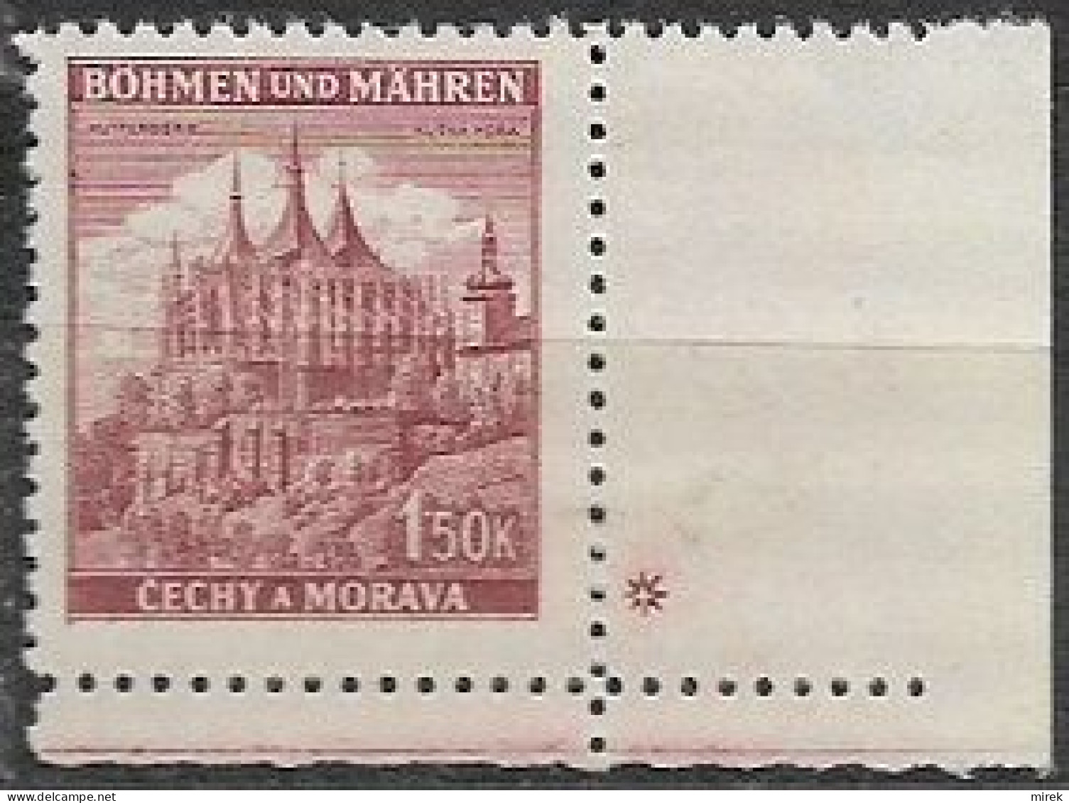 081/ Pof. 58, Brown Violet; Corner Stamp, Plate Mark + - Ungebraucht