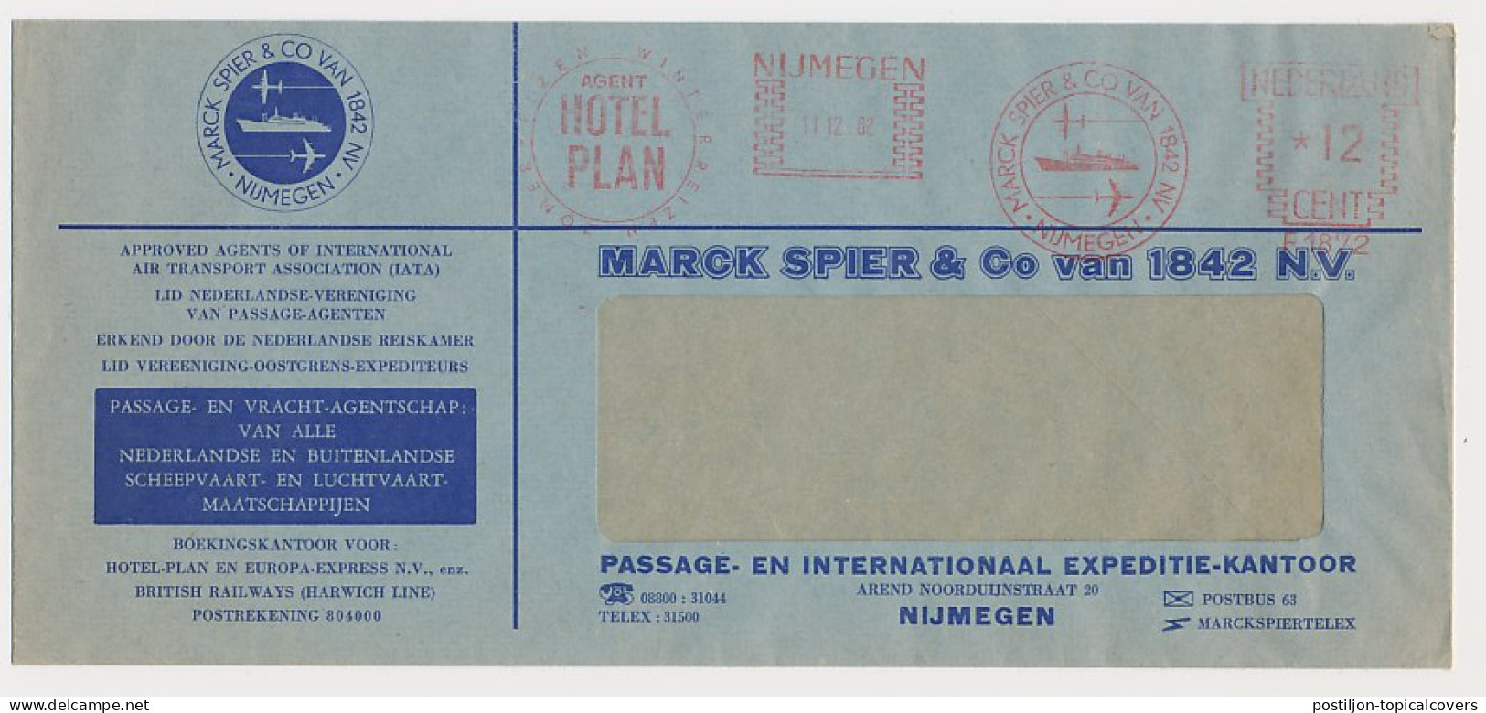 Meter Cover Netherlands 1962 Shipping Agency - Marck Spier Nijmegen - Bateaux